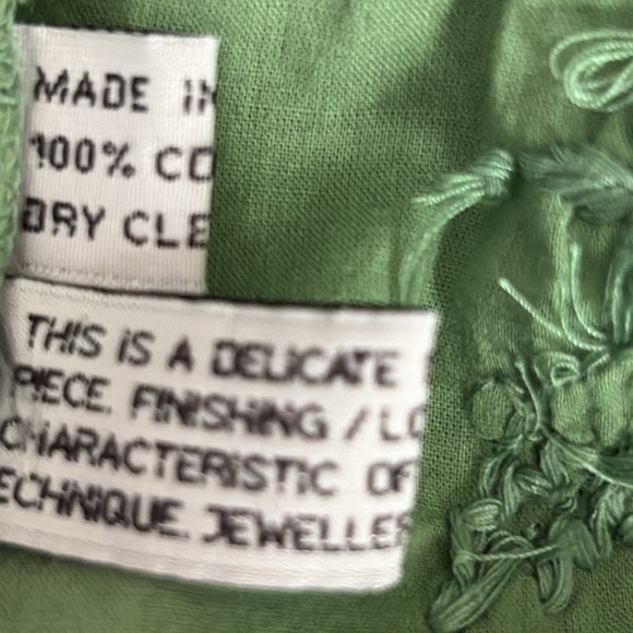 Juliet Dunn London Cotton Embroidered Babydoll Dress in Spring Green - Size 6-8 - Picture 7 of 9